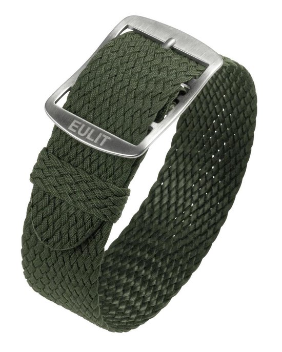 Bracelet montre EULIT - perlon - 20 mm - vert - boucle métal