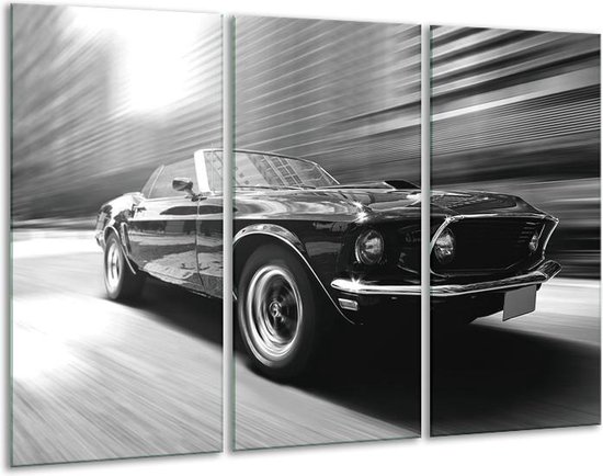 Peinture | Voiture de peinture sur toile, Mustang | Gris-noir | 120x80cm 3 Liège | Tirage photo sur toile