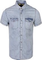 Gabbiano Overhemd Bleached Denim Korte Mouwe Hemd 33946 Bleach Denim Mannen Maat - S