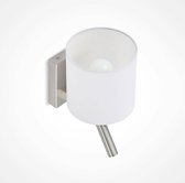 Lucande - wandlamp - 1licht - staal, aluminium, textiel - H: 28.6 cm - E27 - gesatineerd nikkel, wit