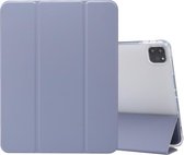 Voor iPad Pro 11 inch (2020) 3-vouwbaar Elektrisch geperst huidtextuur Horizontaal Flip Schokbestendig Transparant TPU + PU lederen tas met houder & pennensleuf & slaap- / wekfunct