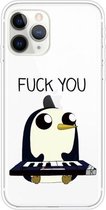 Voor iPhone 11 Pro Max gekleurd tekeningpatroon zeer transparant TPU beschermhoes (pinguïn)