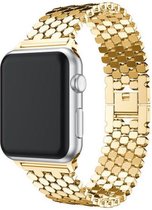 Stalen Smartwatch bandje - Geschikt voor Apple Watch stalen vis band - goud - Strap-it Horlogeband / Polsband / Armband - Maat: 38 - 40 - 41mm