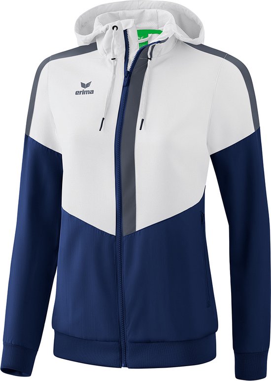 Erima Squad Tracktop Jack Met Capuchon Dames Wit- New Navy-Slate Grijs Maat 42