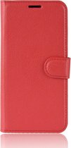 Mobigear Telefoonhoesje geschikt voor OnePlus 6 Hoesje | Mobigear Classic Bookcase Portemonnee | Pasjeshouder voor 3 Pasjes | Telefoonhoesje voor Pinpas / OV Kaart / Rijbewijs - Rood