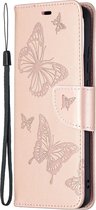 Samsung Galaxy A02s Hoesje - Mobigear - Butterfly Serie - Kunstlederen Bookcase - Roségoud - Hoesje Geschikt Voor Samsung Galaxy A02s
