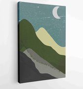 Earth tones landscapes backgrounds set with moon and sun. Abstract Plant Art design for print, cover, wallpaper, Minimal and natural wall art. 1 - Moderne schilderijen – Vertical –