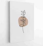 Floral and Foliage line art drawing with abstract shape. Abstract Plant Art design for print, cover, wallpaper, Minimal and natural wall art. 3  - Moderne schilderijen – Vertical –