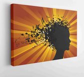 Woman portrait silhouette with notes as hair - Moderne schilderijen - Horizontal - 37761085 - 80*60 Horizontal