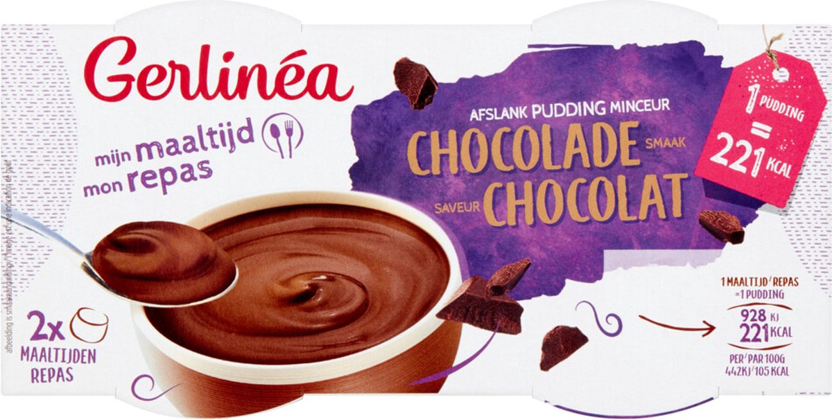 Goedkoopste Gerlinea Pudding Chocolade 2 Pack 2 x 210 gr