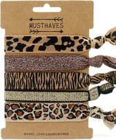 Hair Tie Haarelastiek Dieren Panter Print Zwart Glitter Bruin