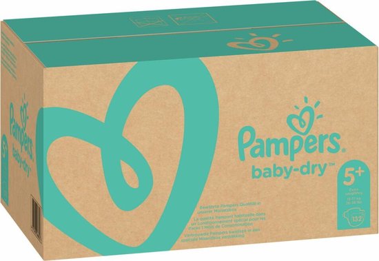 Pampers Baby-Dry Luiers - Maat 5+ (12-17 kg) - 132 stuks - Multi-Pack - Pampers
