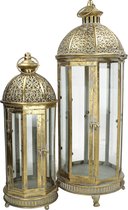 Lux - windlicht- goud - metaal - 25x25x66.5-  set van 2