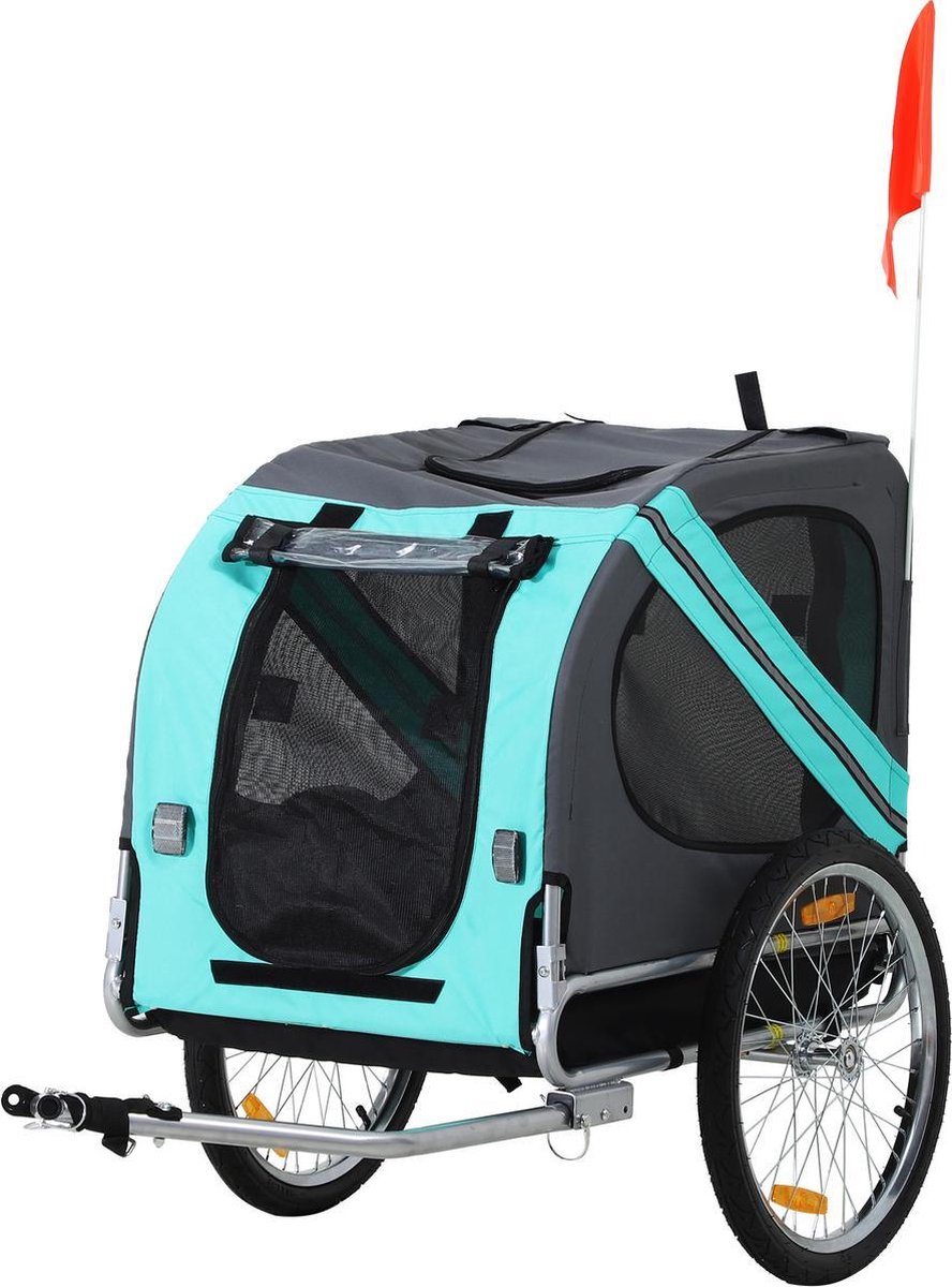 Paws & Claws - Hondenfietskar - Fietskar - Grijs/groen - 130 x 73 x 94 cm