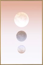 JUNIQE - Poster met kunststof lijst Moon Triplet -13x18 /Bruin &