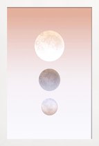 JUNIQE - Poster met houten lijst Moon Triplet -13x18 /Bruin & Oranje