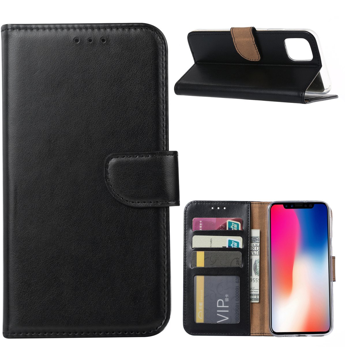 Ntech hoesje Geschikt voor iPhone 11 Pro Portemonnee / Booktype hoesje - Zwart
