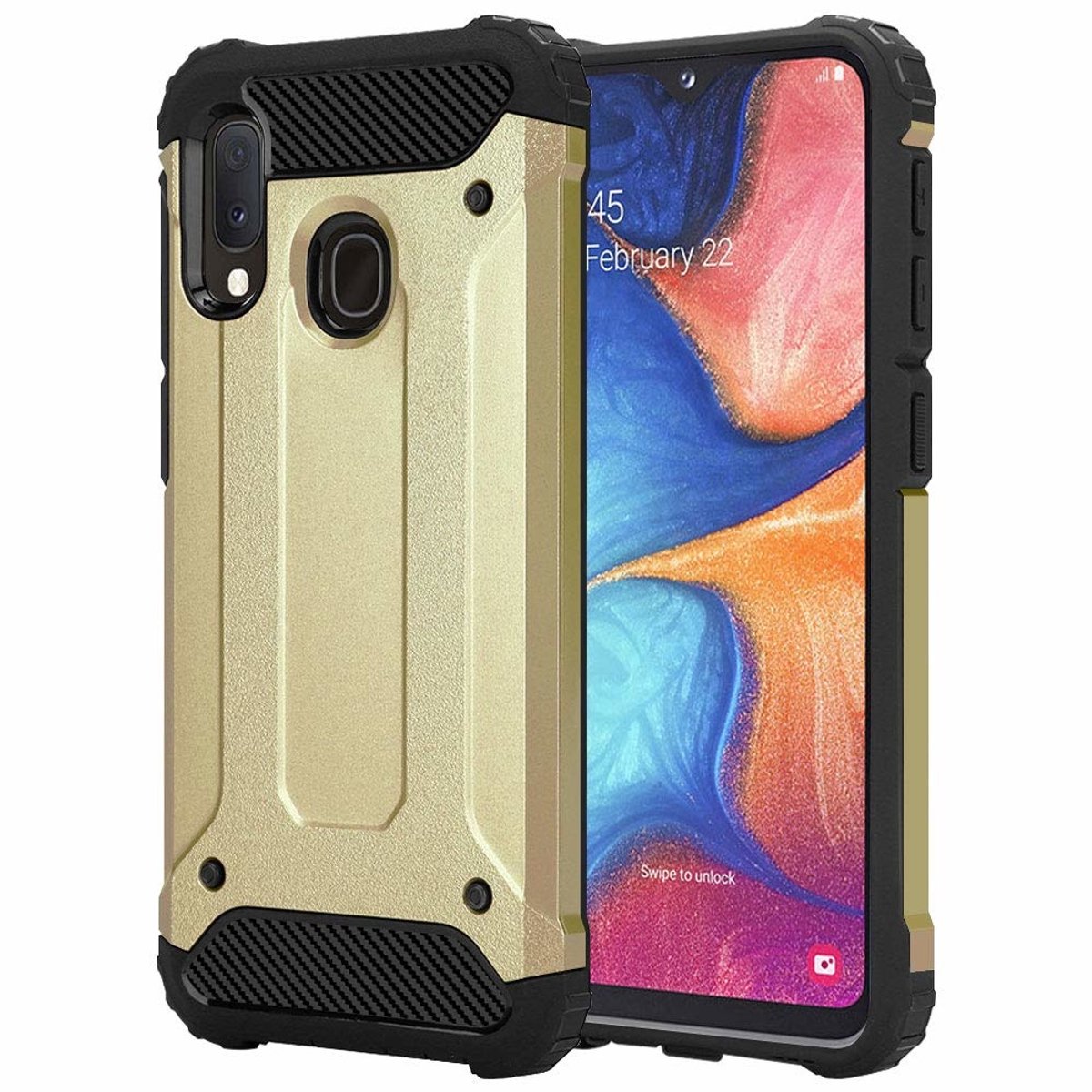 Ntech Armor Hoesje Geschikt Voor Samsung Galaxy A20e - Goud
