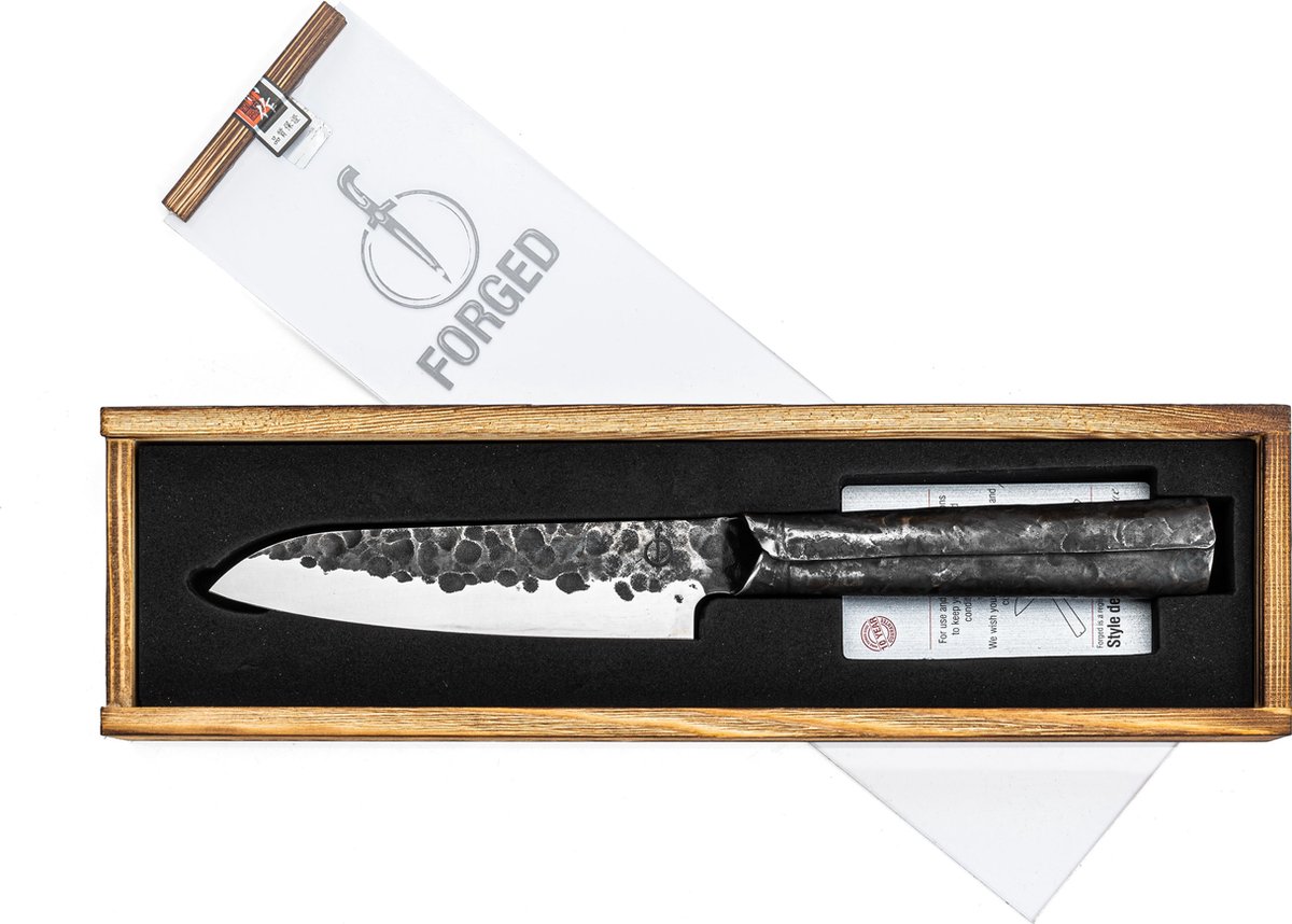 Forged Brute Santokumes - 14cm - RVS - in geschenkverpakking