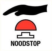 Druk op noodstop sticker 200 x 200 mm