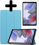 Hoes Geschikt voor Samsung Galaxy Tab A7 Lite Hoes Book Case Hoesje Trifold Cover Met Screenprotector - Hoesje Geschikt voor Samsung Tab A7 Lite Hoesje Bookcase - Lichtblauw