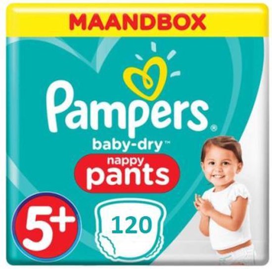 Pampers Baby-Dry Pants Luierbroekjes - Maat 5+ (12-17 kg) - 120 stuks - Maandbox - Pampers