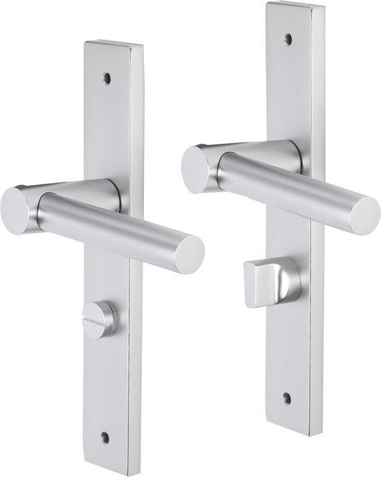 Impresso Dover Deurklink – Deurbeslag – Vierkant – Deurschild met Schroeven en Toiletsluiting – Aluminium