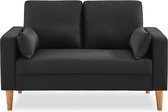 Stoffen tweezits sofa donkergrijs gemêleerd - Bjorn - 2-zits bank met houten poten, scandinavische stijl