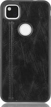 Google Pixel 4a Hoesje - Mobigear - Stitch Serie - Kunstlederen Backcover - Zwart - Hoesje Geschikt Voor Google Pixel 4a