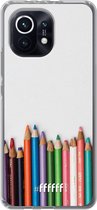 6F hoesje - geschikt voor Xiaomi Mi 11 -  Transparant TPU Case - Pencils #ffffff