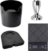 Barista set  - 53mm - zilveren tamper - tampermat - barista weegschaal - uitklopbak