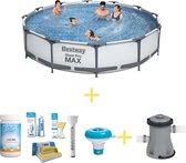 Bestway Zwembad - Steel Pro MAX - 366 x 76 cm - Inclusief WAYS Onderhoudspakket, & Filterpomp