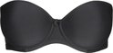 Zwarte strapless bh met een klein strikje in het midden.