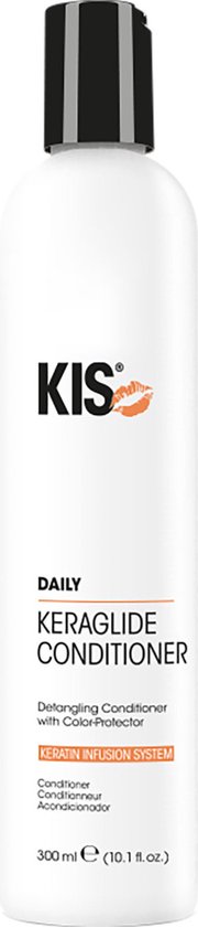 Witte fles KIS KeraGlide Conditioner DAILY detangling conditioner met kleur-protector, 300 ml.