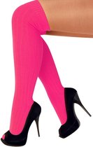 Lange sokken neon roze gebreid UNISEX - heren dames fluor UV blacklight kniekousen