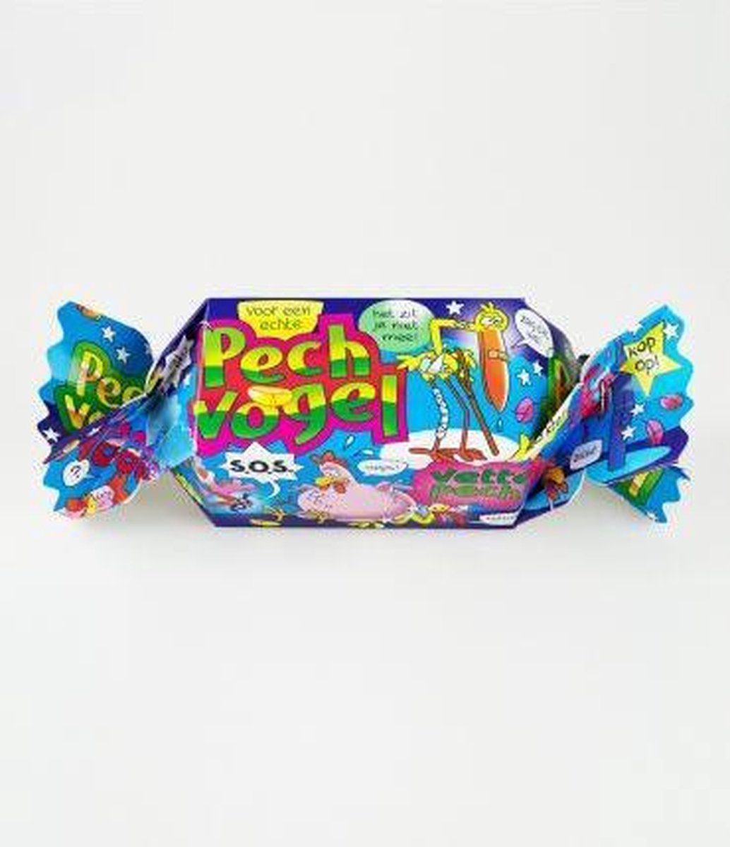 Snoeptoffee - Pechvogel - Gevuld met luxe verpakte toffees - In cadeauverpakking met gekleurd lint