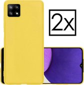 Samsung Galaxy A22 Hoesje (5G) Back Cover Siliconen Case Hoes - Geel - 2 Stuks