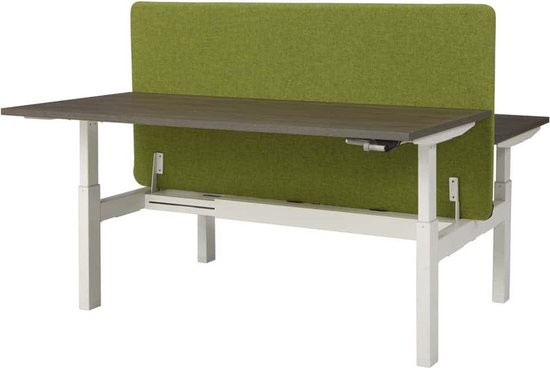 ABC Kantoormeubelen duo bench slinger verstelbaar zit/zit bureau teez breed 180cm diep 80cm bladkleur wit framekleur zwart (ral9005)
