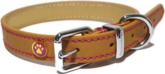 Luxury Leather Halsband Hond Leer Luxe Zand - 1.9X36-46 CM