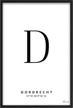 Poster Letter D Dordrecht A2 - 42 x 59,4 cm (Exclusief Lijst)