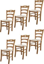 Tommychairs Cuore - Eetkamerstoelen - Set van 6 - Eikenhout - Stof