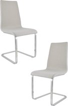 Tommychairs Berlin - Eetkamerstoelen - Set van 2 - Chroom & Licht Grijs - Stof