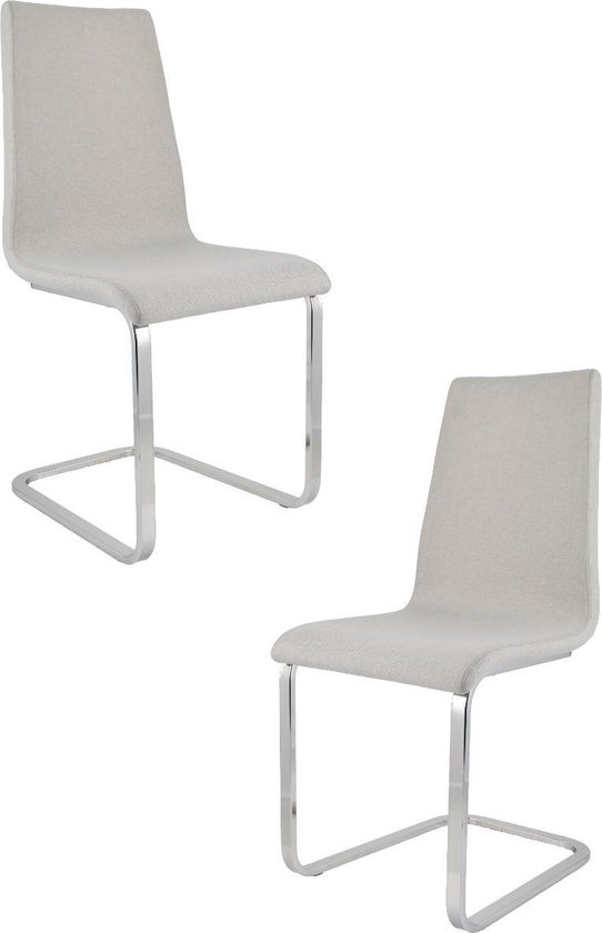 Foto: Tommychairs berlin eetkamerstoelen set van 2 chroom licht grijs stof