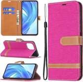 Voor Xiaomi Mi 11 Lite Kleuraanpassing Denim Textuur Horizontale Flip Leather Case met Houder & Kaartsleuven & Portemonnee & Lanyard (Rose Red)