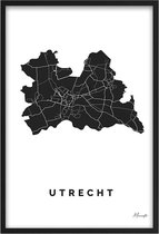 Poster Provincie Utrecht - A4 - 21 x 30 cm - Inclusief lijst (Zwart Aluminium)