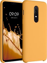 kwmobile telefoonhoesje voor OnePlus 6 - Hoesje met siliconen coating - Smartphone case in goud-oranje