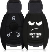 kwmobile autosleutel hoesje voor Mercedes Benz 3-knops autosleutel - Autosleutel behuizing in wit / zwart - Don't Touch My Key design