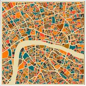 JUNIQE - Poster met kunststof lijst Londen kleurrijke kaart -30x30