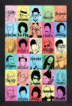 JUNIQE - Poster met houten lijst Fame songtekst -13x18 /Kleurrijk