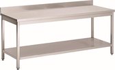 Gastro-Inox RVS werktafel met achteropstand en onderblad, 1000(l)x600(d)x850(h)mm